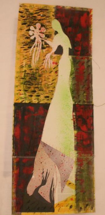 150x70 cm acrylic on craft paper and stitching silk thread