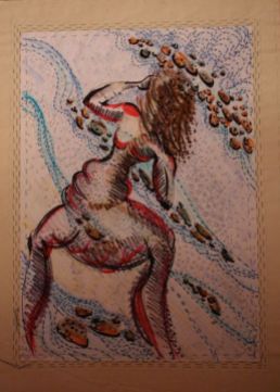 50x35 cm acrylic on craft paper and stitching silk thread
